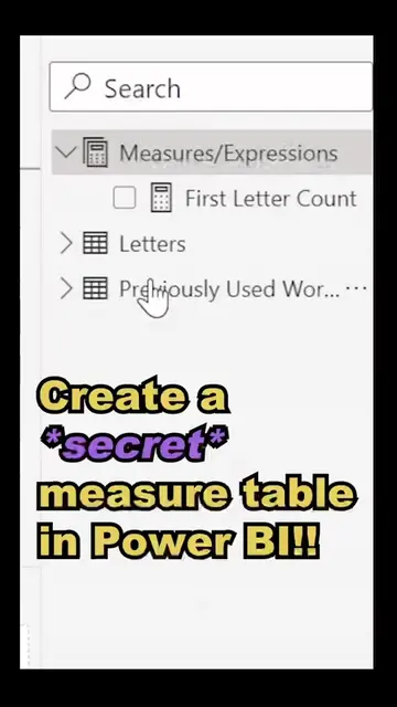 Create a measure table in Power BI to organize your measures / expressions!! #po