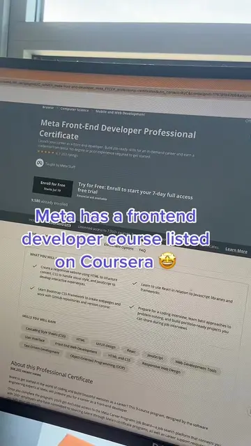 Check out meta’s frontend developer certificate on coursera #meta #onlinecourset