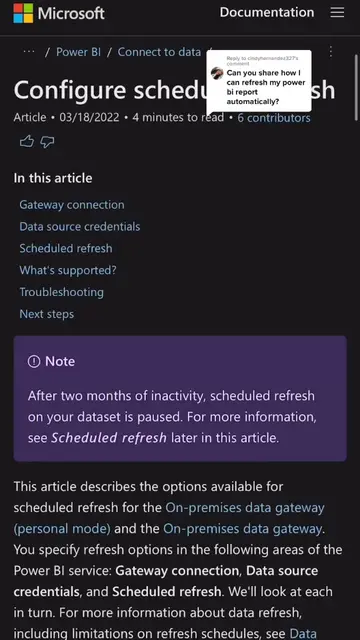 Replying to @cindyhernandez327 how to set up Power BI automatic / scheduled refr