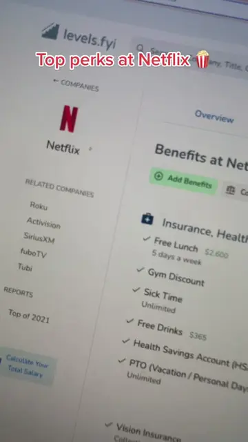 Best perks of working at Netflix (source: levels.fyi) #techcareer #softwareengin