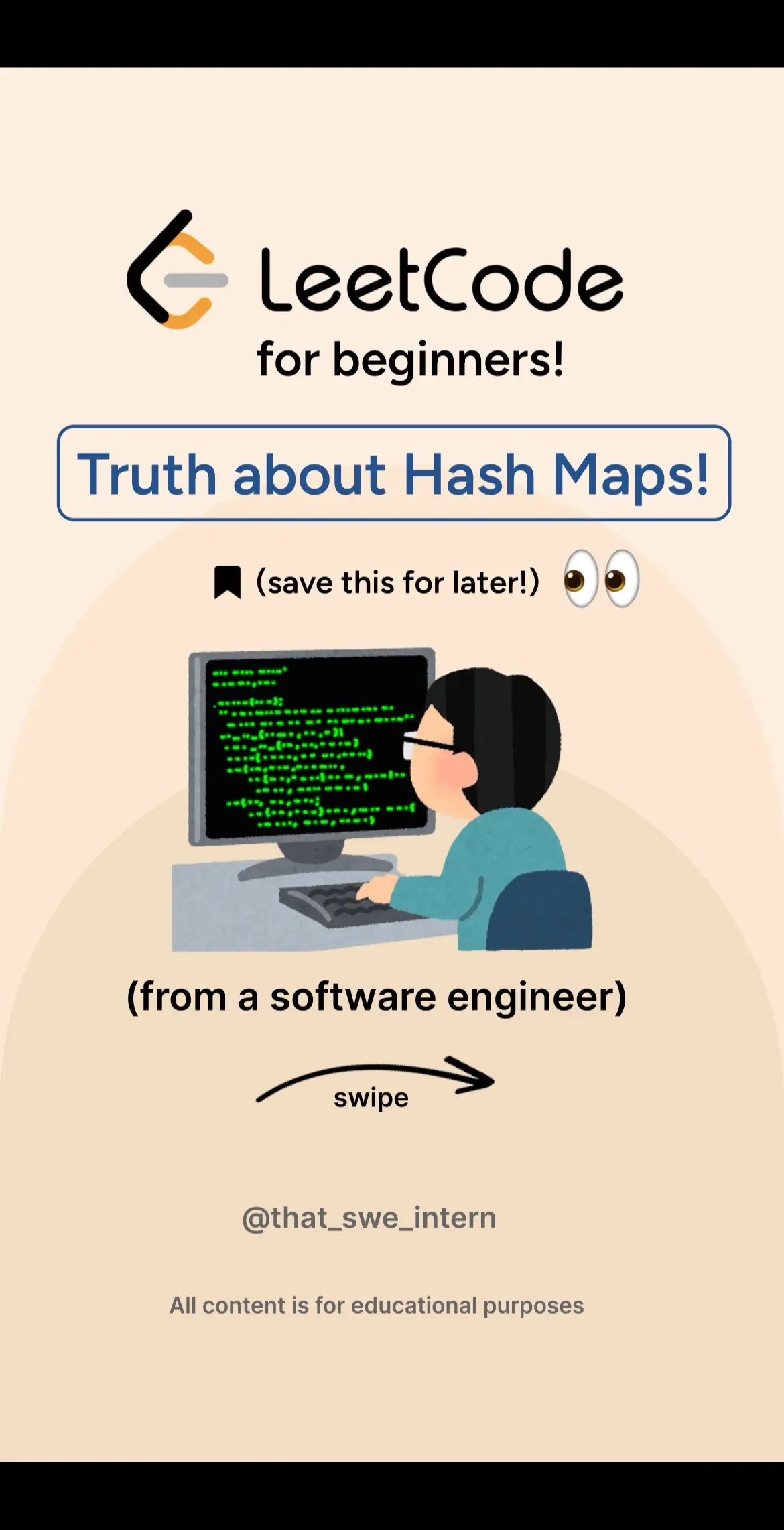 This is the best intuition for Hash Maps! Follow for more! :) @That SWE Intern  