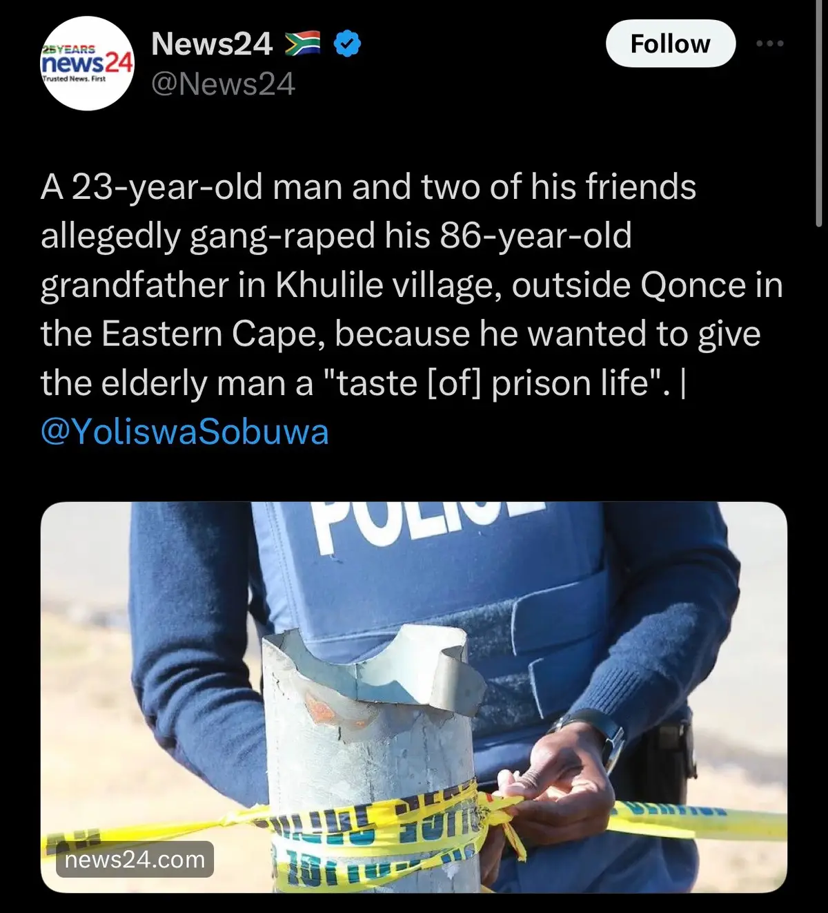What has this world come to? And people still argue that south africa is safe. K