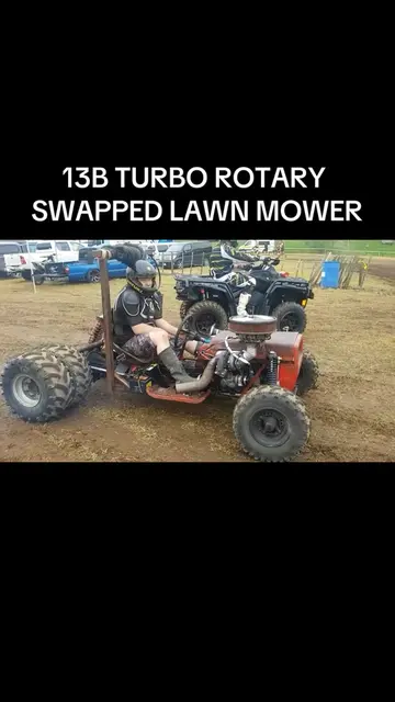 13b turbo rotary swapped lawn mower #mazda #13b #rotary #lawnmower #engineswap #
