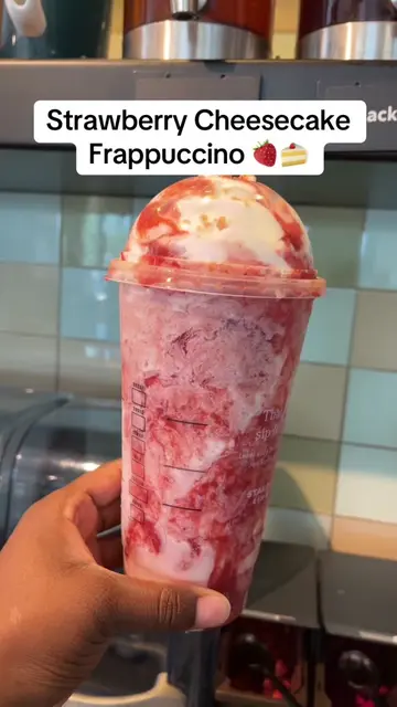 Strawberry Cheesecake Frappuccino 🍓🍰 #fypシ゚viral #starbucks #starbucksdrinks #