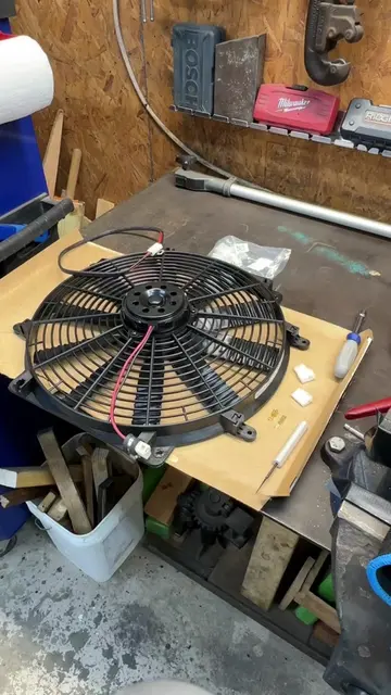 C3 electric fans, part 9. Fan wiring connectors and final mount to the custom fa