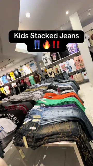 Kids stacked jeans from razaclothingstore.com go crazy ‼️#creatorsearchinsights 