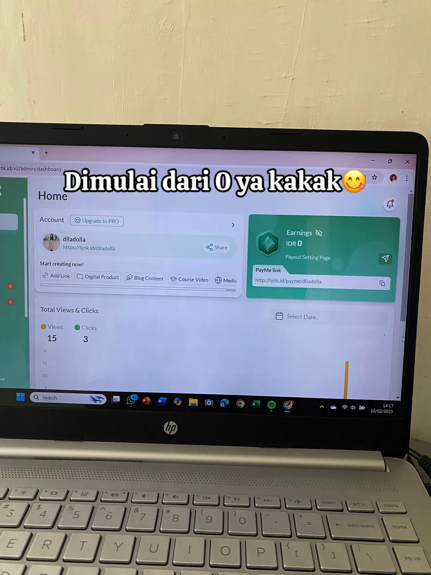 Hehehe sama smaa dari 0 kok guys, kalian juga pasti bisaaa yuk gass sering" prom