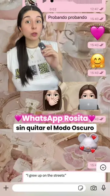 Cómo poner el WhatsApp rosita sin quitar el modo oscuro en tu celular. 🩷🎀 Este