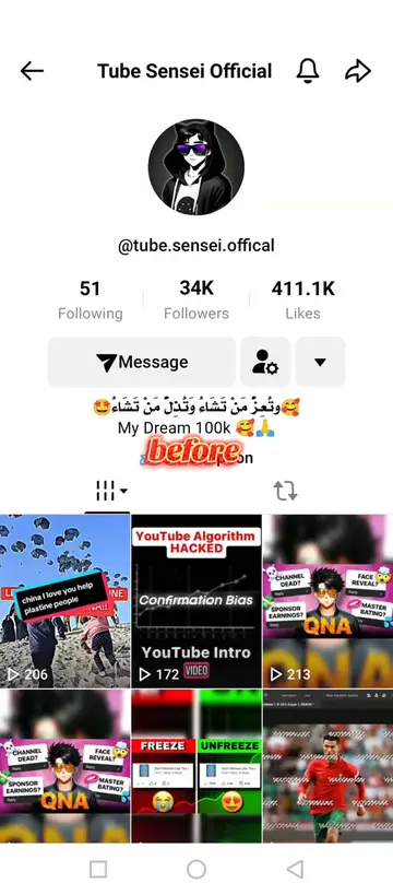 Before and After my first account tubesenseioffical 😥😥 #grow #trendingvideo #v