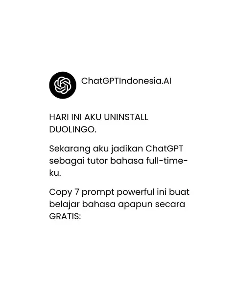 🚫 Hari ini resmi UNINSTALL Duolingo. Sekarang tutor bahasa aku? 💻 ChatGPT. GRA