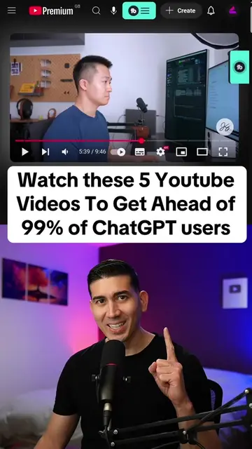 Watch these 5 Youtube Videos To Get Ahead of 99% of ChatGPT users. Comment “YT” 
