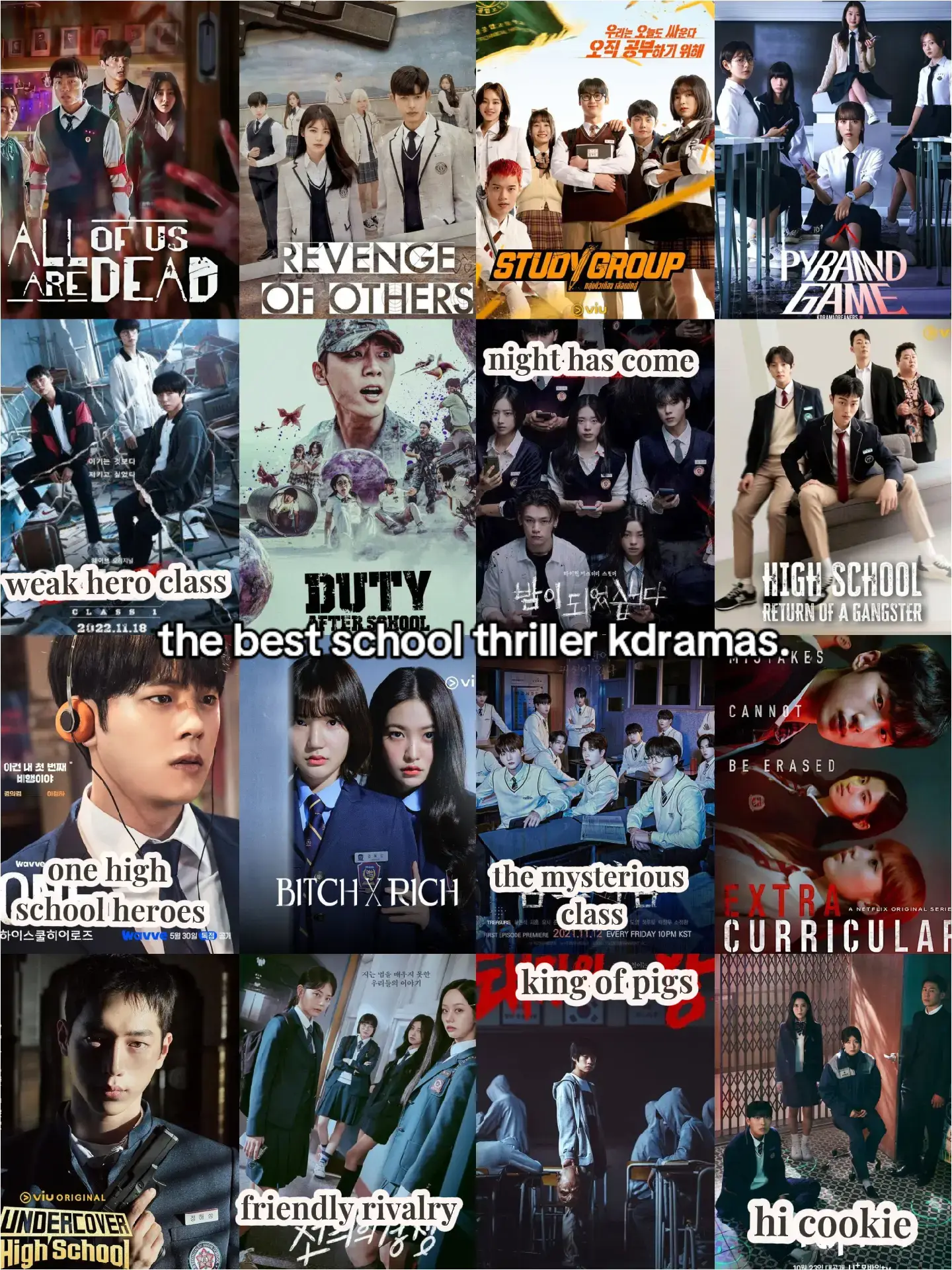 the best school thriller kdramas my opinion ❗💫 #fyp #kdrama #allofusaredead #re