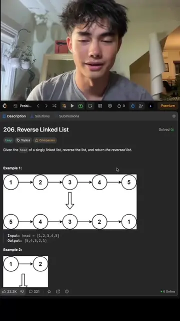 REVERSE LINKED LIST 206 #leetcode #python #devtok #softwareengineer 