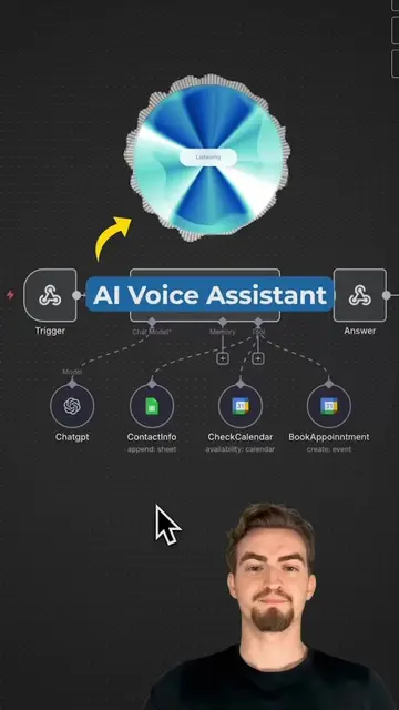 This AI Voice Assistant schedules appointments in Google Calendar and saves the 