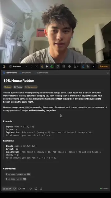 House Robber #devtok #python #leetcode #softwareengineer #swe 