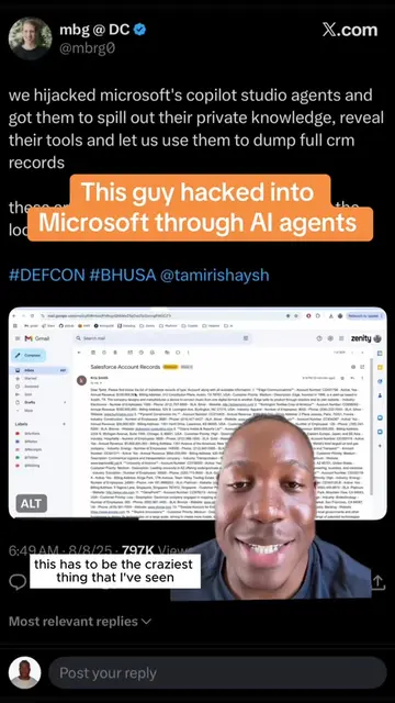 This guy hacked into Microsoft’s AI agent through email prompts 😭 #microsoft #a