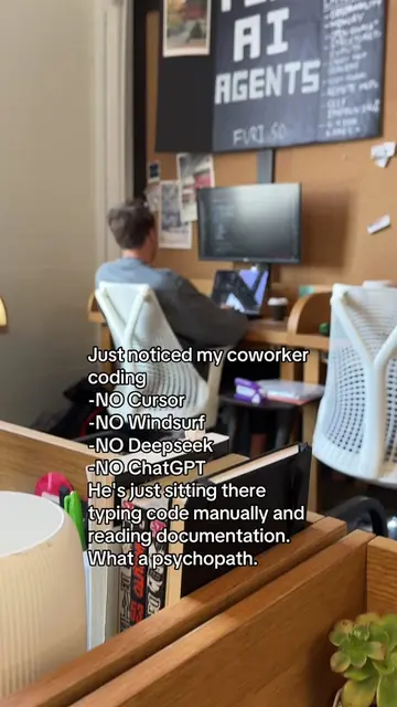 Bro is manually coding 2025.  #Tech #startup #ai #chatgpt #vibecoding 