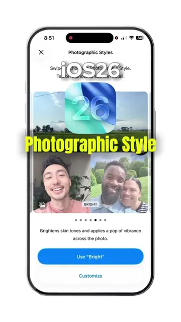 IOS26 မှာပါလာတဲ့ Bright (photographic style)  ဓါတ်ပုံရိုက်ရင်လင်းမှကြိုက်တဲ့သူတွ