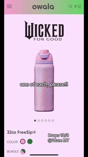 I’ll take both. 💗💚 #wicked #forgood #owala #wickedmerch #wickedmovie 
