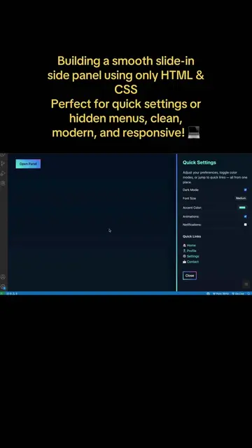 How to Build a Sleek Slide-in Side Panel with HTML & CSS (Day 23) #HTMLCSS #WebD