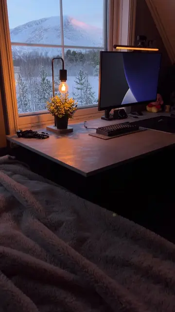 Snowy mountain setup😍 #kirbyoui #techtok #fyp #pc #calm 