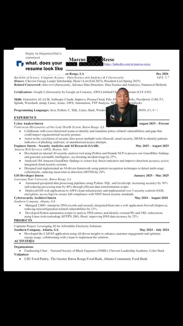Replying to @HopelessTok My current resume as a Computer Science student at LSU 