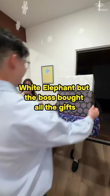 White elephant 2025, but the boss bought all the gifts 🎁  #whiteelephant #gifti