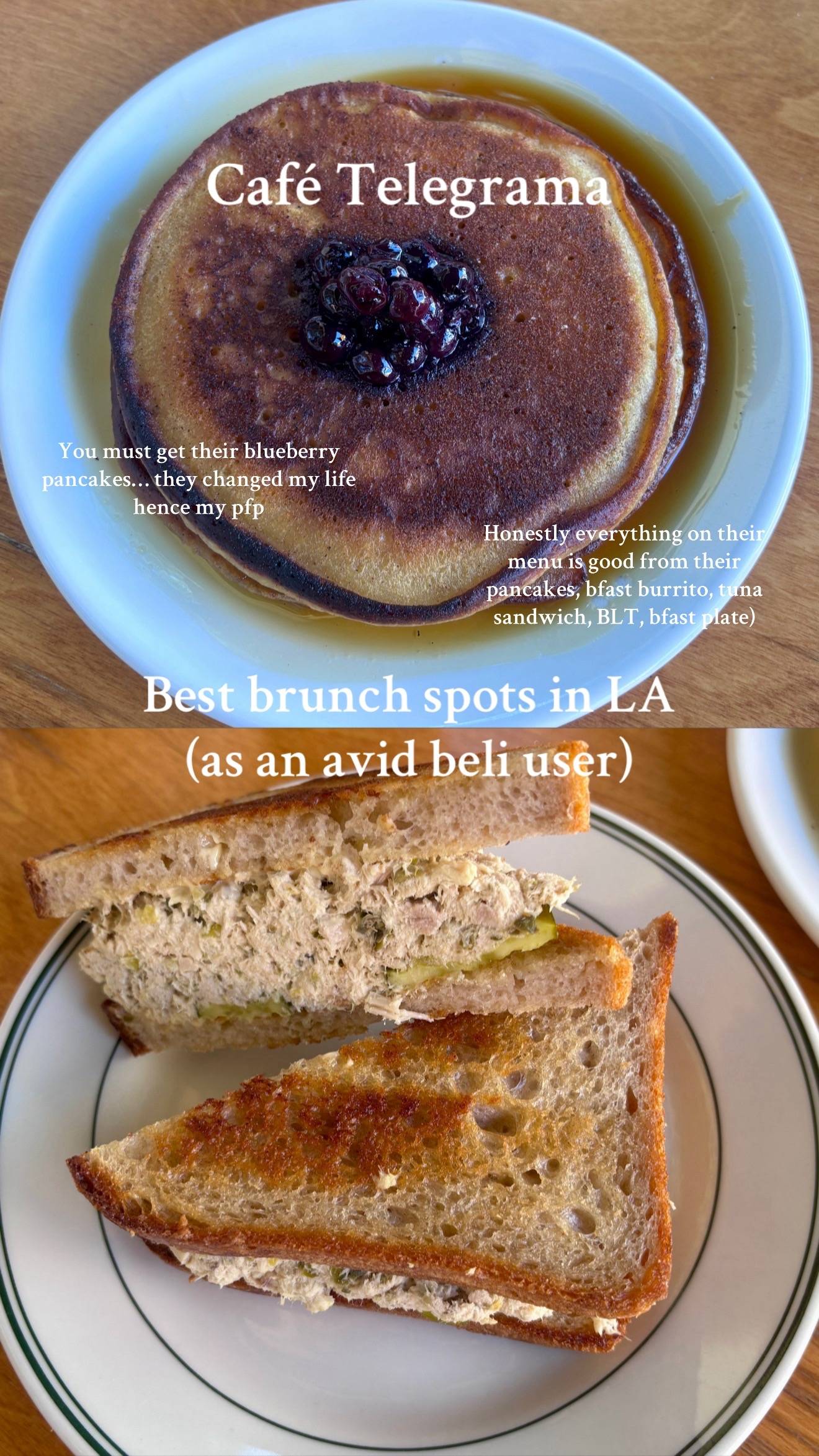 Ideal brunch: splitting a sweet and savory item. My favorite item: BLUEBERRY PAN