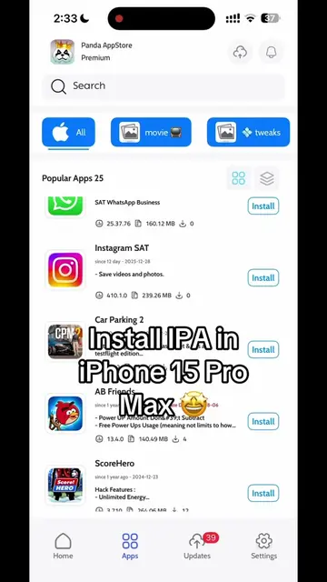 Install ipa from device without pc and j***b #iphonetips #iosapps #iOSApps #ipai