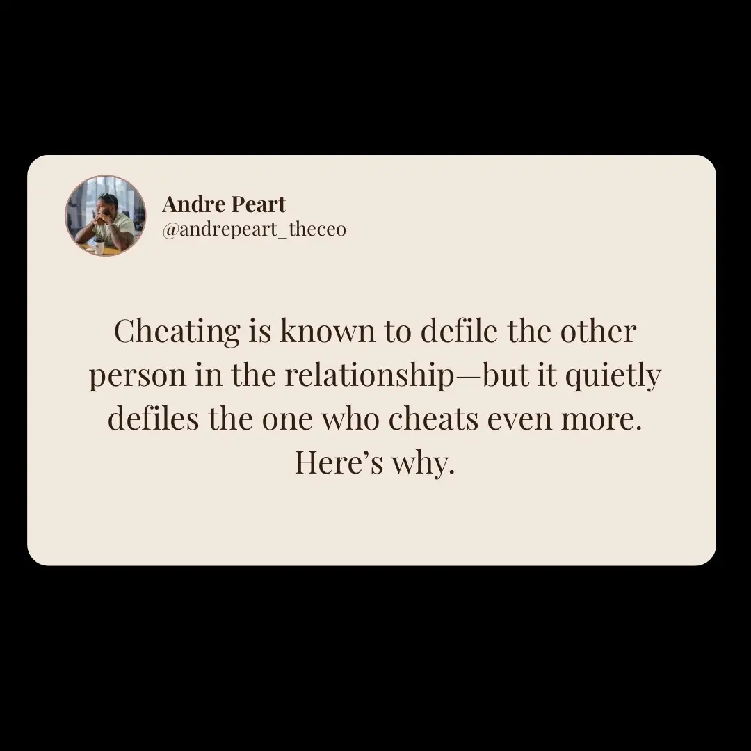 “Whoever commits adultery destroys himself.” — Proverbs 6:32 Cheating doesn’t on
