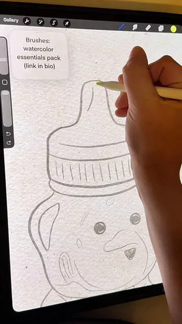 Paint a honey bear with me using my watercolor brushes for procreate! 🍯🐝🧸 Thi