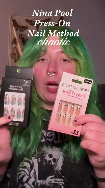 following the Nina Pool’s press on nail tutorial #ninapoolhacks #pressonnails #d