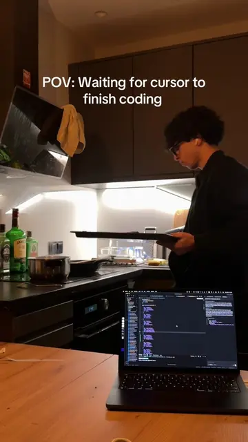 Cooking while cursor cooks  #code #ai #vibecoding #cursor #meme 