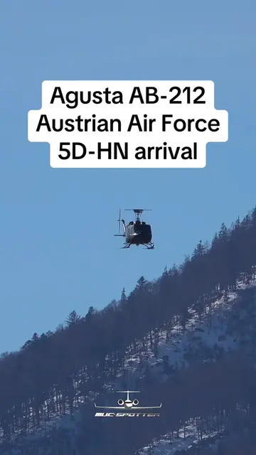 Agusta AB-212 from the Austrian Air Force Bundesheer 5D-HN approach Aigen Airbas