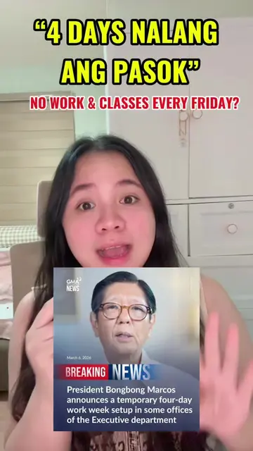 BREAKING NEWS ‼️ President Bongbong Marcos announces a temporary four-day work w