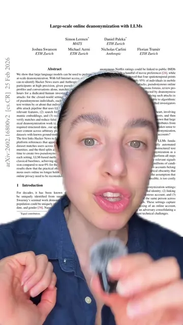 Researchers from ETH Zurich just published a paper showing that AI can deanonymi