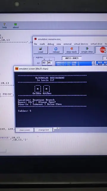 McDonald's Menu in Assembly Language 🤖  . . . . #developer #codingforkids #codi