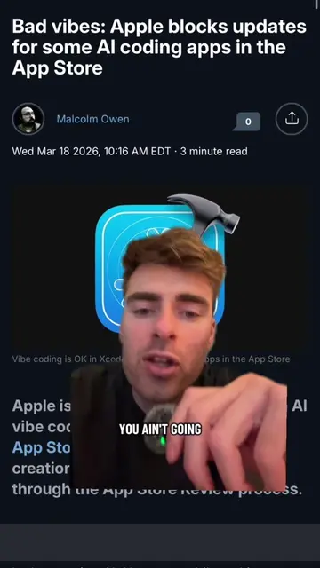 Apple Cracks Down on ‘Vibe Coding’ Apps. Apple has lost control. #apple #vibecod