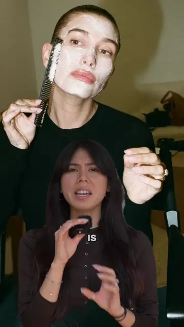 who's really brushing their face mask with a comb? 👀 #haileybieber #rhodeskinca
