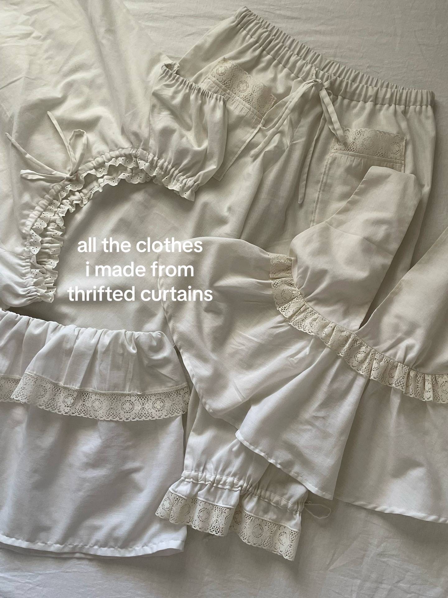 my little spring collection 🤍 #sewingdiy #sewing #sewingtiktok #upcycledfashion
