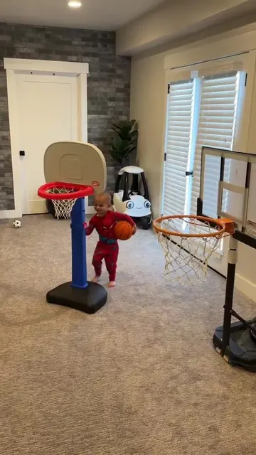 Brix only wants a hoop he can hang on and dunk on! #basketball #kidstoys #basket