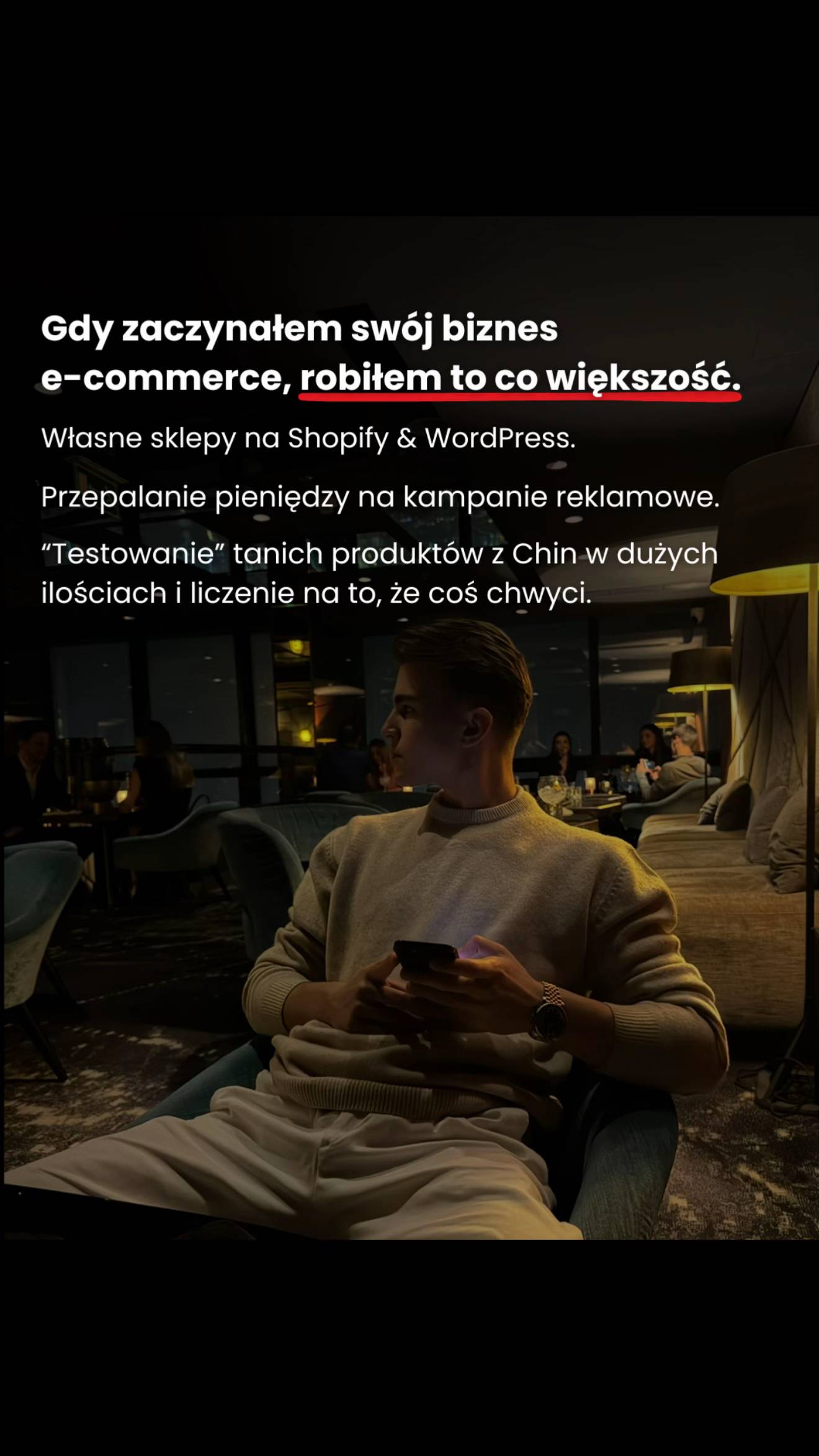 Będę dzielił się tam wartością tylko i wyłącznie o eCommerce oraz biznesie. 