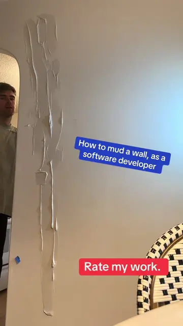 Rate my drywalling as a software developer. #bluecollar #drywall #drywaller #DIY