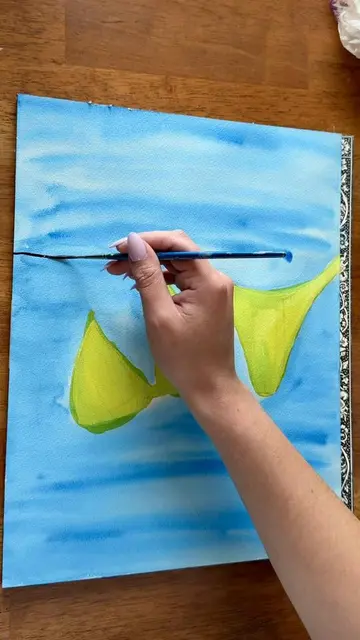 Paint a bikini with me using watercolor 👙 #artprocess #artinspo #satisfying #wa
