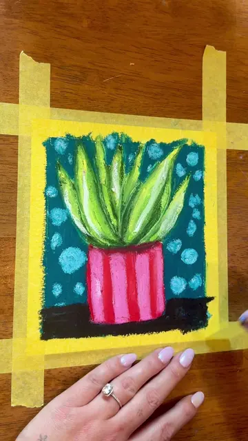 Draw a plant with me using Oil Pastels! 🌱 #artprocess #oilpastelart #oilpasteld