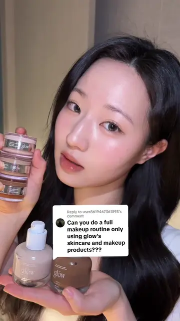 Replying to @user8619467361593 full face of skincare+makeup only using glow prod