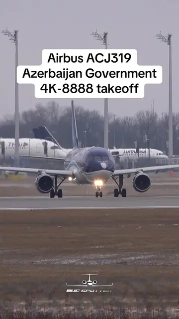 Airbus ACJ319 from the Azerbaijan Government 4K-8888 takeoff at Munich Airport E