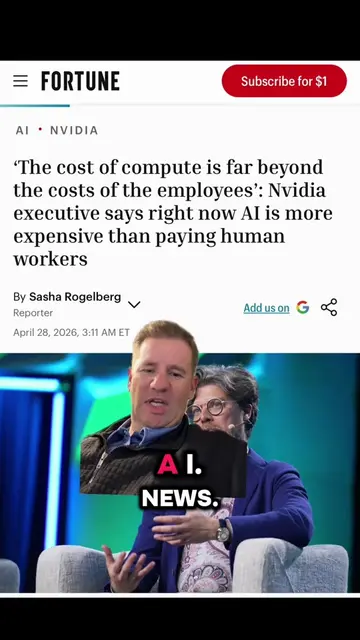 🚨 AI News 🚨 Nvidia executive says the cost of compute for AI is more expensive