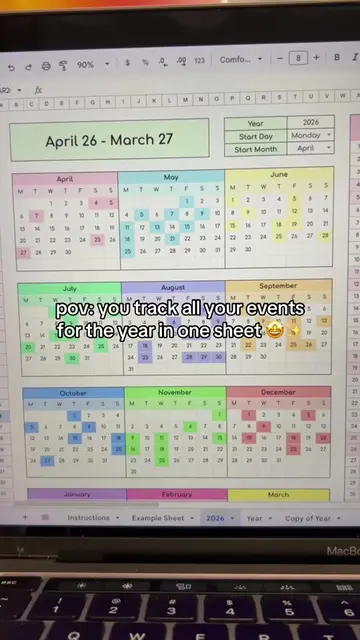 my favourite google sheets template to note down all my schedules for the year #