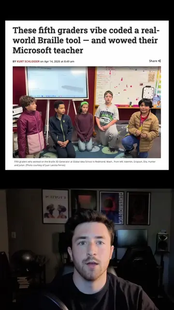 These 5th graders just used AI to build a text to 3D Braille Model… #vibecoding 